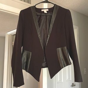 Black cotton/leather blazer/suit jacket (H&M)